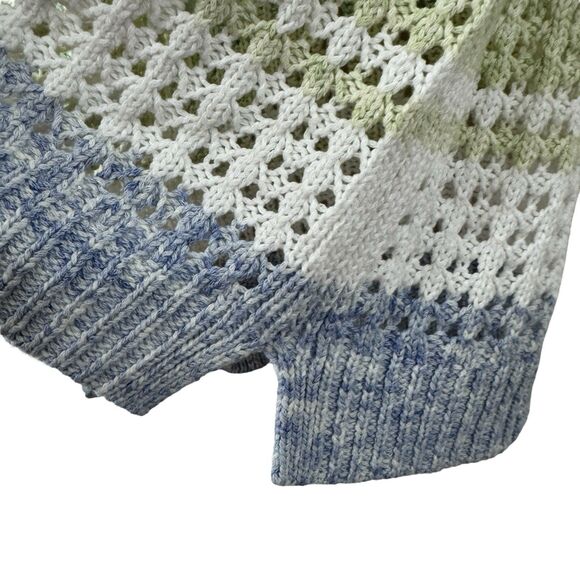 Talbots Small Crochet Knit Sweater Pastel Rainbow 3/4 Sleeve Pullover Womens - Picture 9 of 12